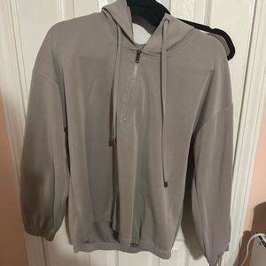 Grey hooded jacked with sinced waist